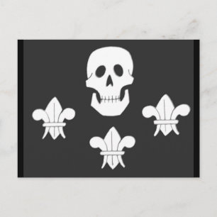 Cartão Postal Bandeira JOLLY ROGER CRÂNIO E TRÊS LÍRIOS