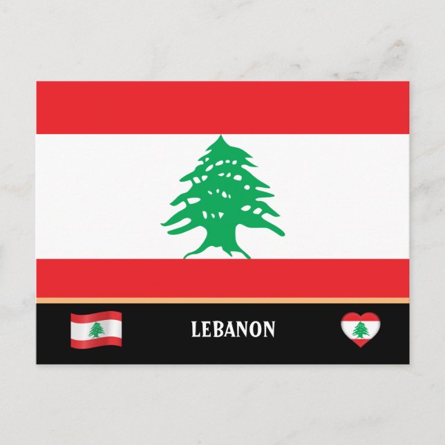 Cartão Postal Bandeira Libanesa & viagem pelo Líbano / Líbano (Frente)