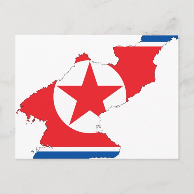Cartão Postal bandeira mapa da Coreia do Norte (Frente)