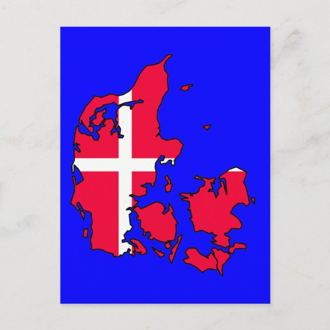 Cartão Postal bandeira mapa dinamarca (Frente)