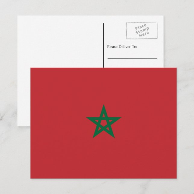Cartão Postal Bandeira marroquina, Bandeira de Marrocos (Frente/Verso)