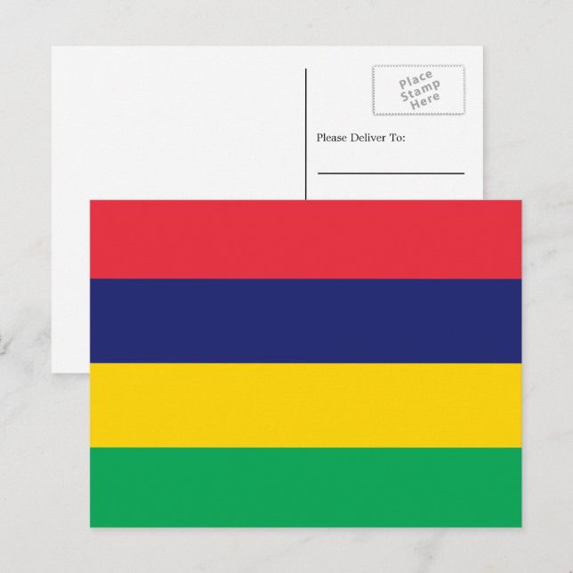 Cartão Postal Bandeira Maurícia, Bandeira da Maurícia (Frente/Verso)