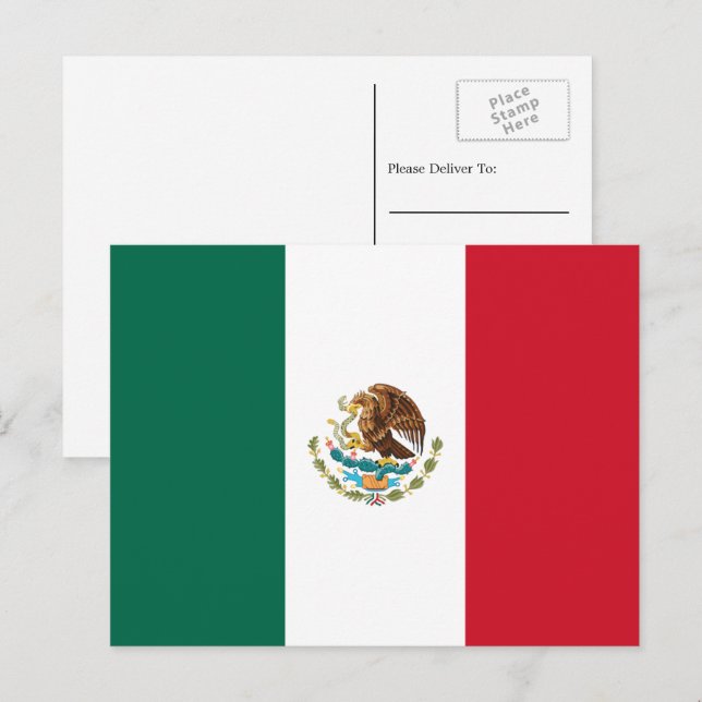 Cartão Postal Bandeira mexicana, Bandeira do México (Frente/Verso)