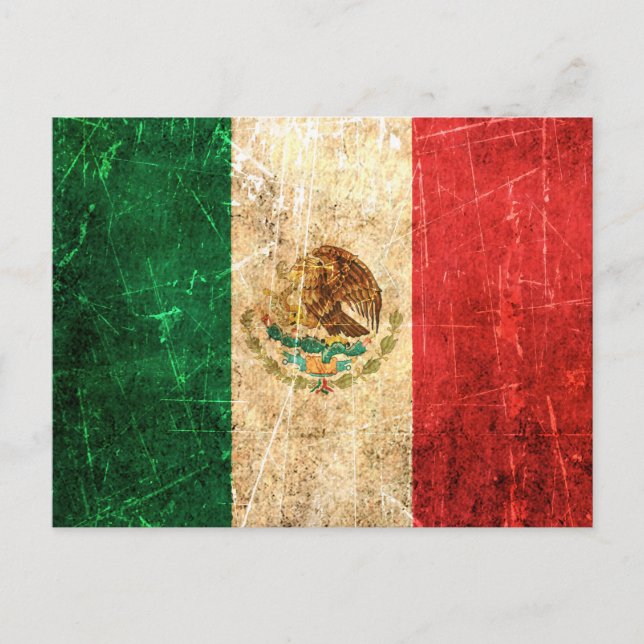 Cartão Postal Bandeira mexicana cratada e Vestida (Frente)