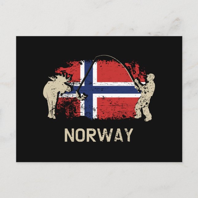 Cartão Postal Bandeira norueguesa, Noruega (Frente)