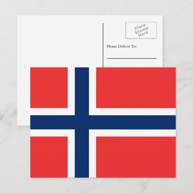Cartão Postal Bandeira norueguesa, pavilhão da Noruega (Frente/Verso)