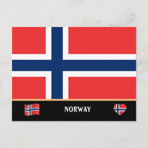 Cartão Postal Bandeira norueguesa & viagem pelo país norueguês /