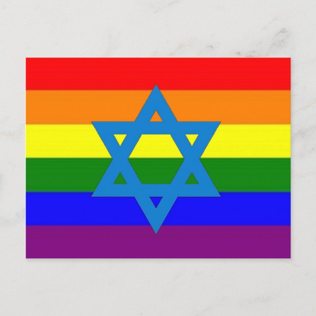 Cartão Postal Bandeira Orgulho gay judaica (Frente)