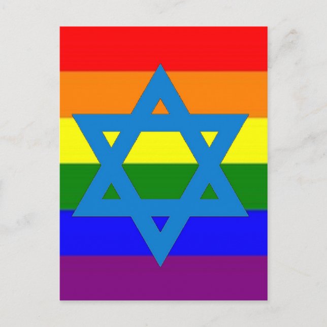 Cartão Postal Bandeira Orgulho gay judaica (Frente)
