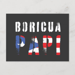 Cartão Postal Bandeira Pai Boricua Papi Porto-Riquenha