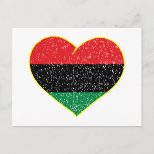 Cartão Postal bandeira pan-africana coração história negra afro-