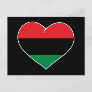 Cartão Postal bandeira pan-africana coração história negra afro-