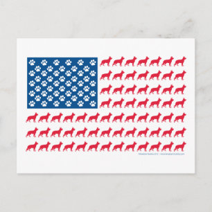 Cartão Postal Bandeira Patriótica Americana Alemã Shhepherd