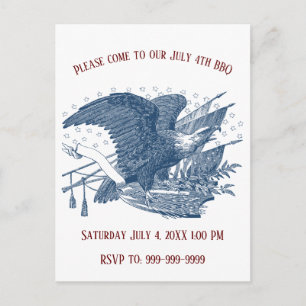 Cartão Postal Bandeira Patriótica Vintage Águia Gritante EUA Fle