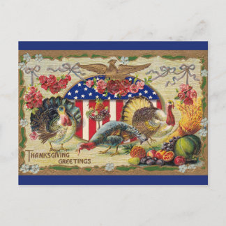 Cartão Postal Bandeira Patriótica Vintage Peru Turquia Águia Dia