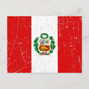 Cartão Postal Bandeira Peruana Amassada e Riscada