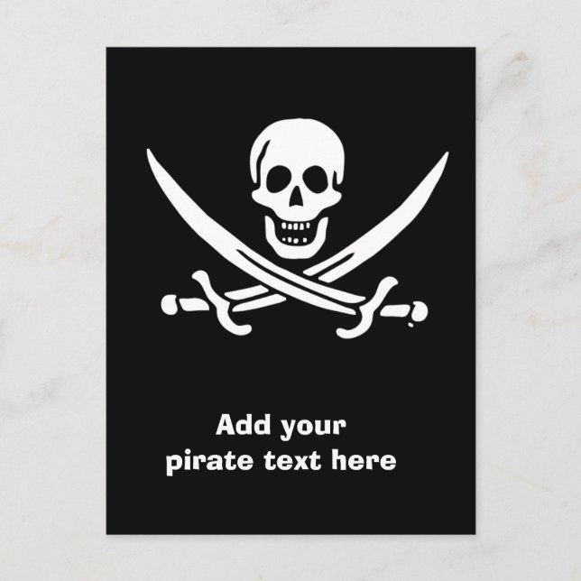 Cartão Postal Bandeira pirata de Jolly roger (Frente)