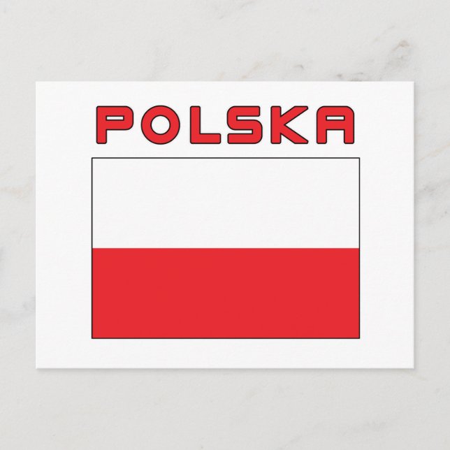 Cartão Postal Bandeira Polonesa Com Polska (Frente)