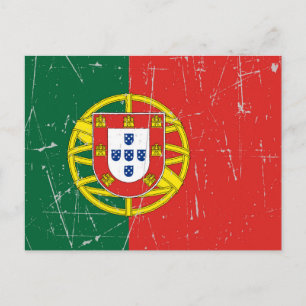 Cartão Postal Bandeira portuguesa Assoprada e Arranhada