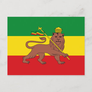 Cartão Postal Bandeira Rastafária da Etiópia Leão de Judah