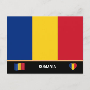 Cartão Postal Bandeira romena e viagem da Romênia / Romênia