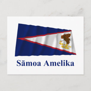 Cartão Postal Bandeira Samoa Americana a Balançar com Nome em S