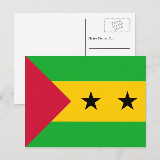 Cartão Postal Bandeira São-Tomense, Bandeira de São Tomé e Prínc (Frente/Verso)