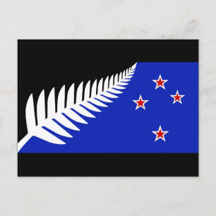 Cartão Postal Bandeira Silver Fern Nova Zelândia