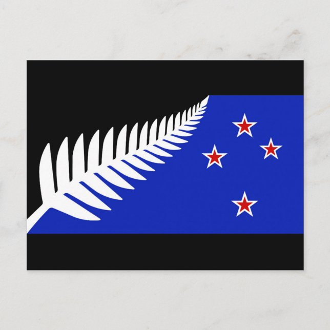 Cartão Postal Bandeira Silver Fern Nova Zelândia (Frente)