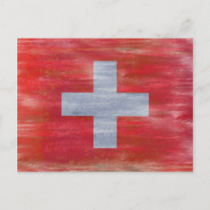 Cartão Postal bandeira suíça distressada da Suíça