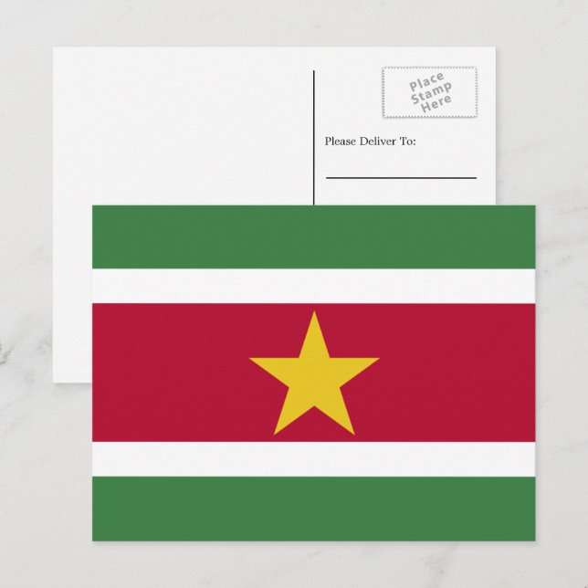 Cartão Postal Bandeira Surinamesa, Bandeira do Suriname (Frente/Verso)