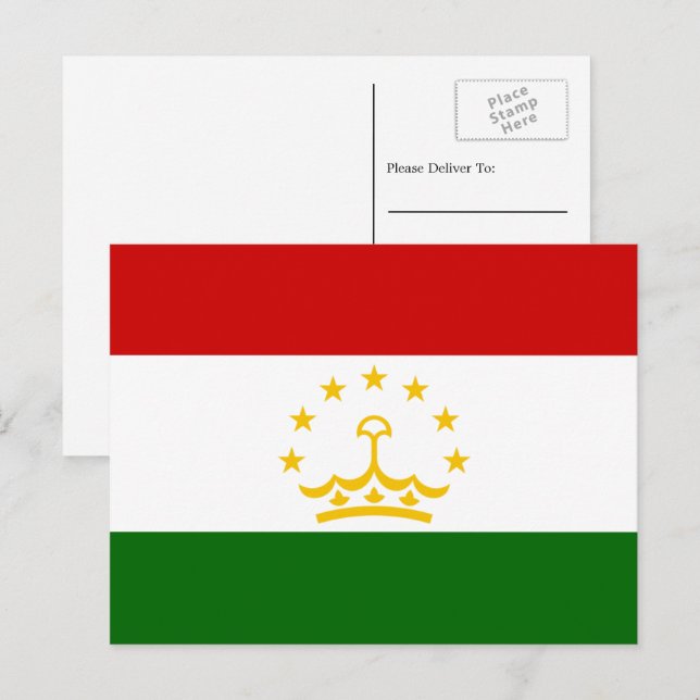 Cartão Postal Bandeira tajiques, Bandeira do Tajiquistão (Frente/Verso)