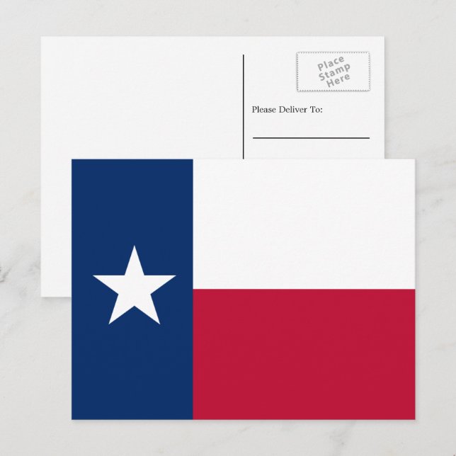 Cartão Postal Bandeira Texana, Bandeira do Texas (Frente/Verso)