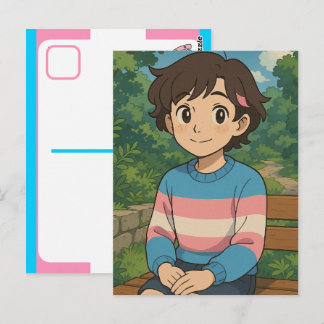 Cartão Postal Bandeira Transgênero Pessoa Anime | LGBTQIA+