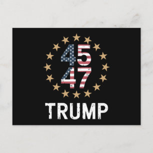 Cartão Postal Bandeira Trump 2024 Devolva a América Trump 45 47 