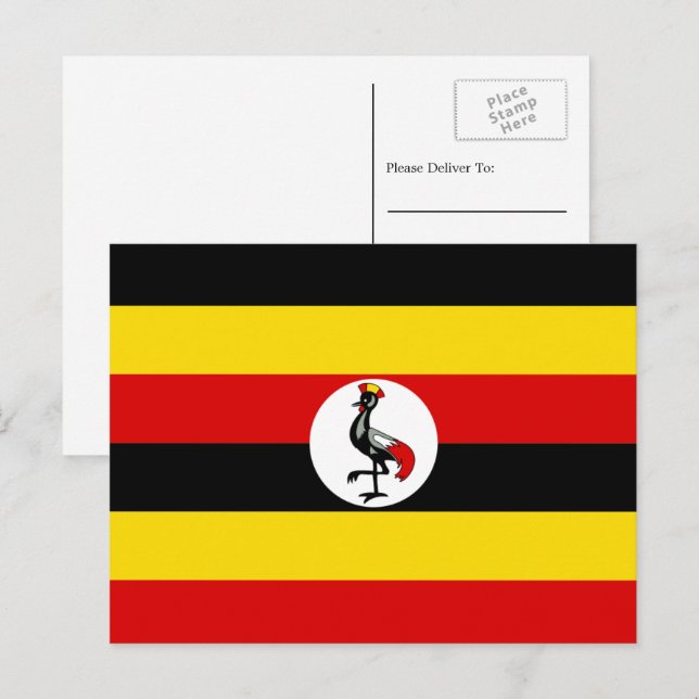 Cartão Postal Bandeira Ugandesa, Bandeira de Uganda (Frente/Verso)