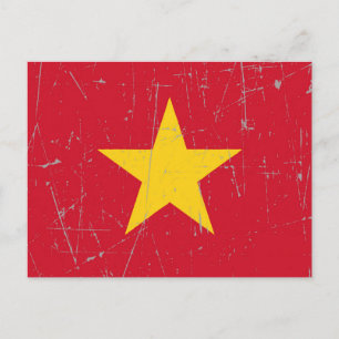 Cartão Postal Bandeira vietnamita amassada e amassada