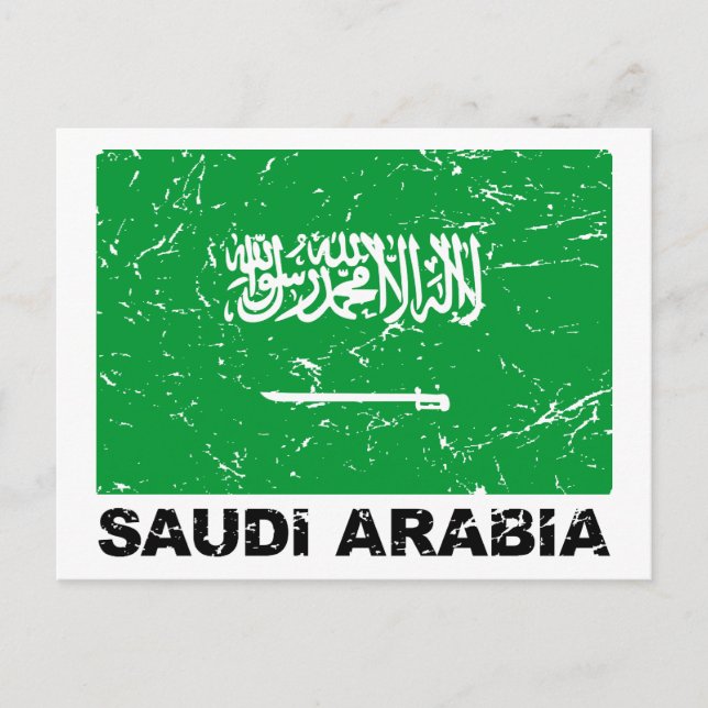 Cartão Postal Bandeira Vintage da Arábia Saudita (Frente)