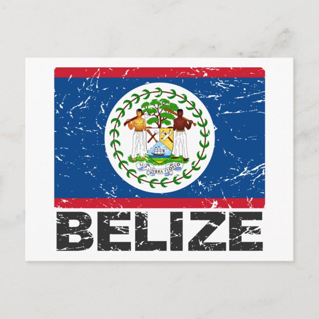 Cartão Postal Bandeira Vintage de Belize (Frente)