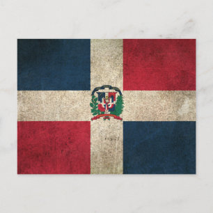Cartão Postal Bandeira Vintage Desgastada da República Dominican