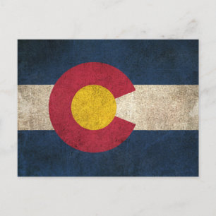 Cartão Postal Bandeira Vintage Destruída do Colorado