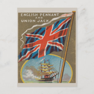 Cartão Postal Bandeira vintage inglesa Pennant Union Jack