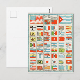 Cartão Postal Bandeiras Antigas de Todas as Nações Poster Educat