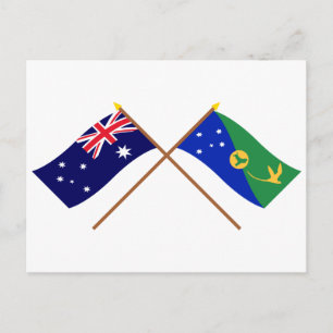 Cartão Postal Bandeiras cruzadas da Austrália e da Ilha do Nata