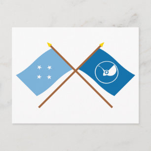Cartão Postal Bandeiras cruzadas da Micronésia e Yap