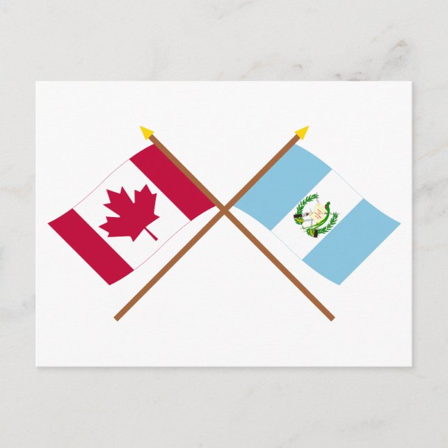 Cartão Postal Bandeiras cruzadas do Canadá e da Guatemala (Frente)