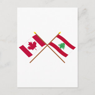 Cartão Postal Bandeiras cruzadas do Canadá e do Líbano