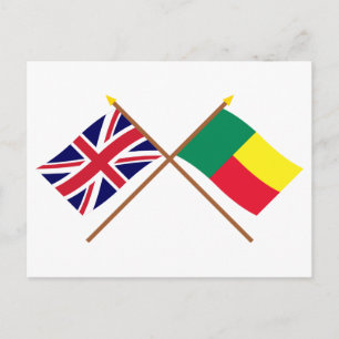 Cartão Postal Bandeiras cruzadas do Reino Unido e Benin