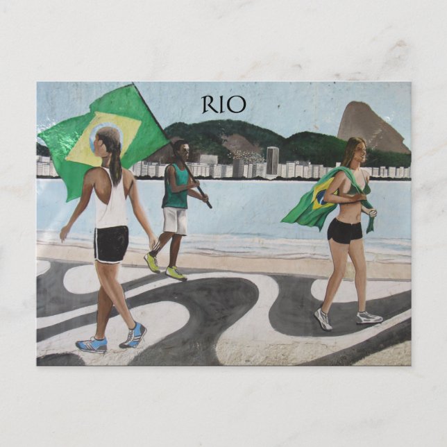 Cartão Postal bandeiras da praia do rio (Frente)