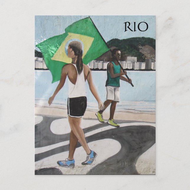 Cartão Postal bandeiras da praia do Rio de Janeiro (Frente)